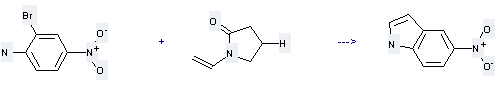 5-Nitroindole can be prepared by 1-vinyl-pyrrolidin-2-one and 2-bromo-4-nitro-aniline
